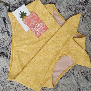 Kortni Jeane Pineapple Tie Front Swim Bottoms Size XS